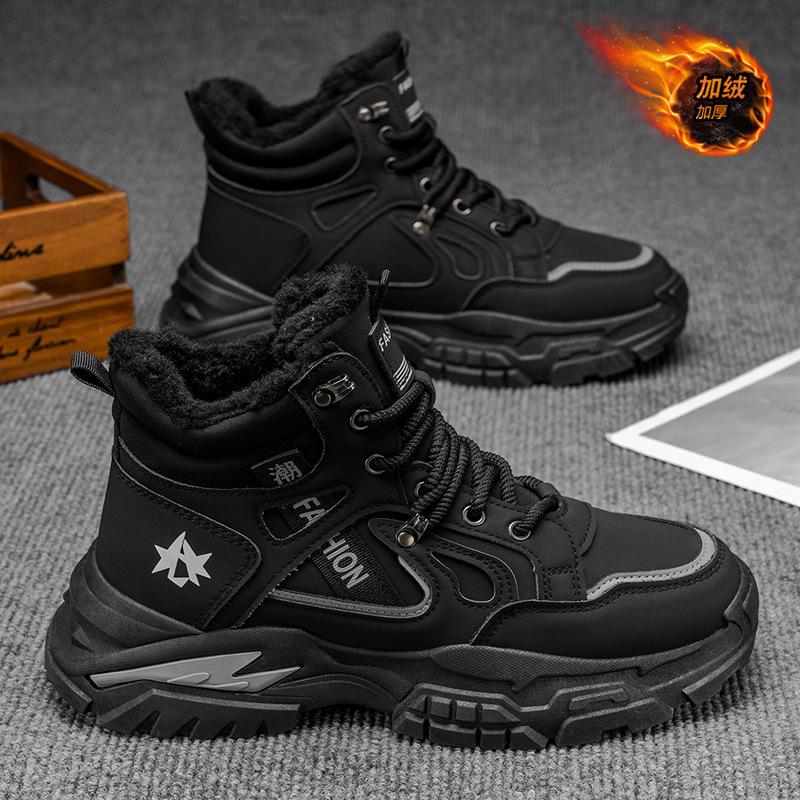Men S Winter High Top Martin Boots Fleece Lined Warm Work Boots