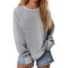 Women's Loose Long Sleeved Round Neck Slit Sports Top Casual Pullover Hoodie