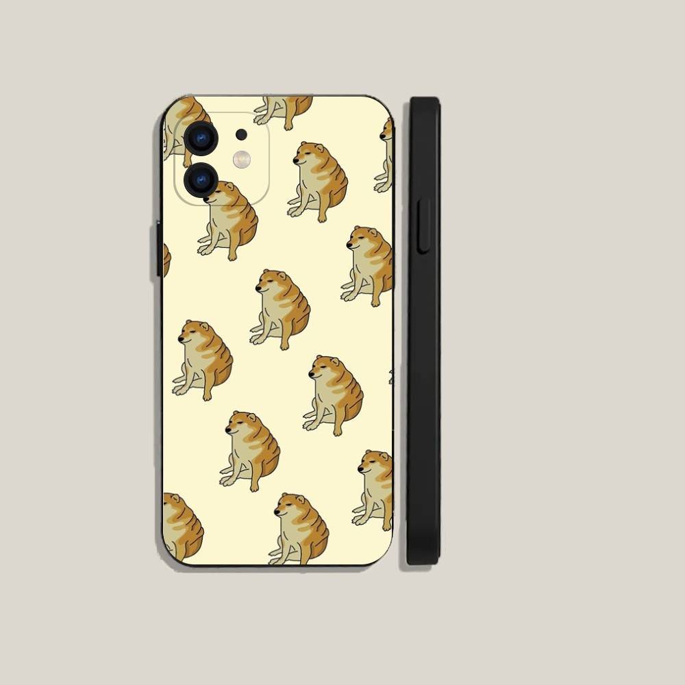 C-Cheems Doge Phone Case For iPhone16,15,14,13,12,11,Plus,Pro Max,XS,X,XR,SE,Mini,8,7 Soft Silicone Black Cover