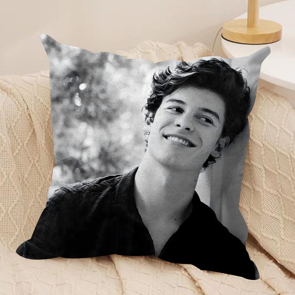 Singer SShawn Mendes Cushion Cover Silky Short Plush DoubleSided Printed Pillow Case for Sofa All Seasons Home Decor Gift