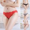 Sexy Embroidery Lace Stitching Briefs Solid Color Bowknot Decor See-through Mesh Seamless Panties Low-rise Ultra-thin