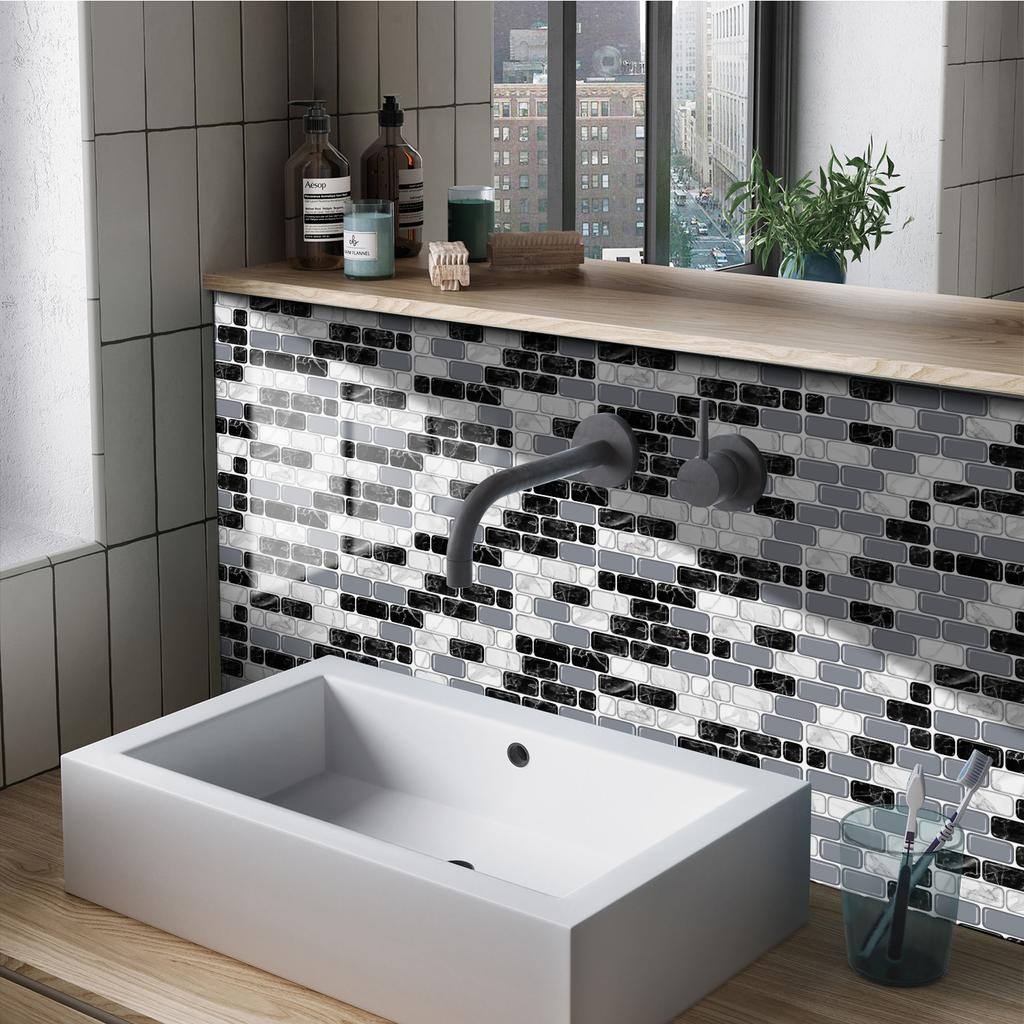 20x10 см современные водонепроницаемые 3D наклейки на плитку, виниловые самоклеящиеся наклейки на стену для дома, кухни, ванной комнаты, наклейки на пленку и палку, 10 листов