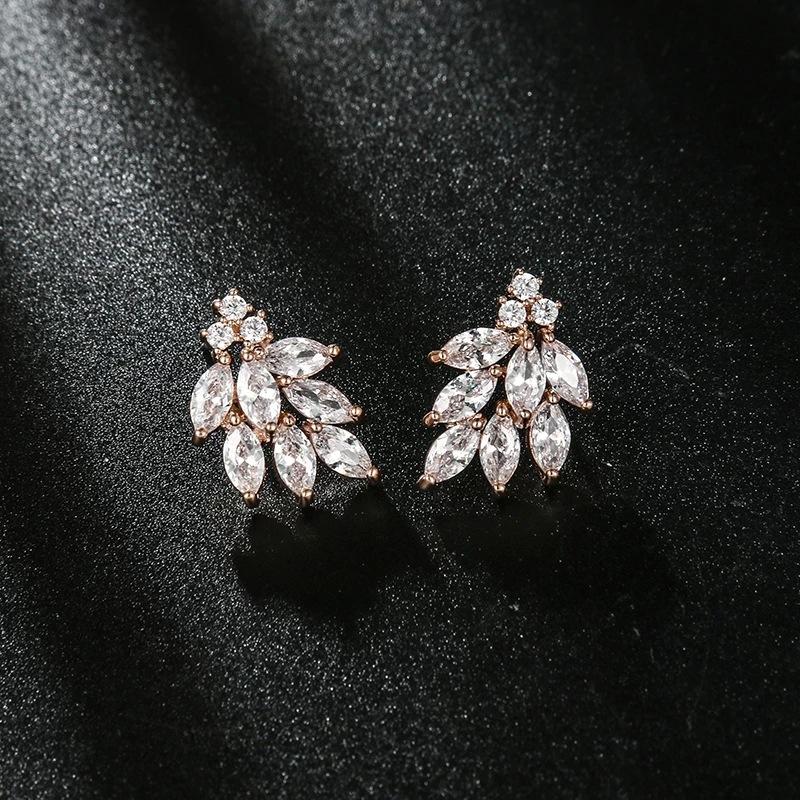 Элегантные женские серьги-пусеты с темпераментом, медные серьги с цирконом, свадебные серьги, серьги для свадебной фотосессии, трансграничная торговля, горячо продаваемые серьги