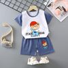 Детский летний костюм с коротким рукавом, 100% хлопок, для девочек и мальчиков, детская футболка, одежда для малышей