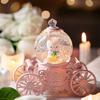 Pumpkin Carriage Music Box with LED Light Faux Crystal Ball Musical Box Cartoon Princess Bunny Snow Globes Desktop Decoration Ornament