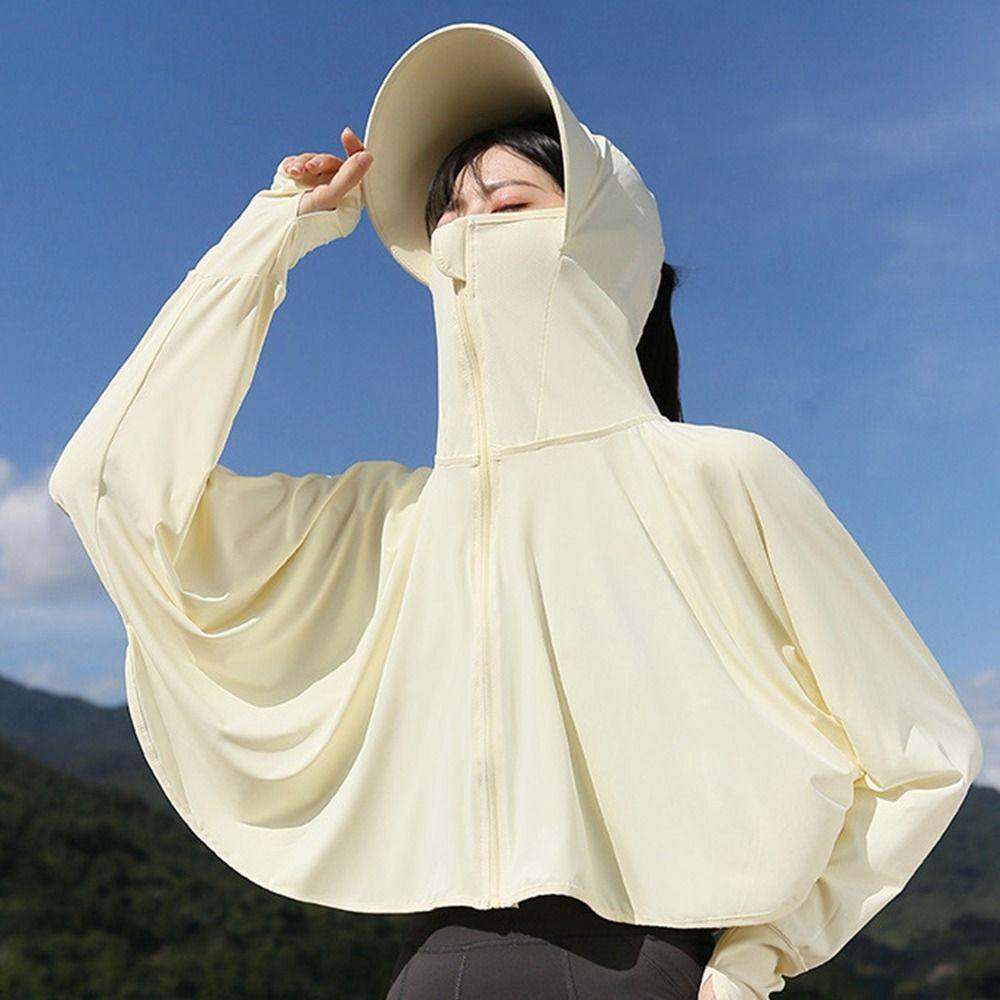 Large Brim Hat Sun Protection Clothing Long Sleeve Summer Sunscreen Shawl Running