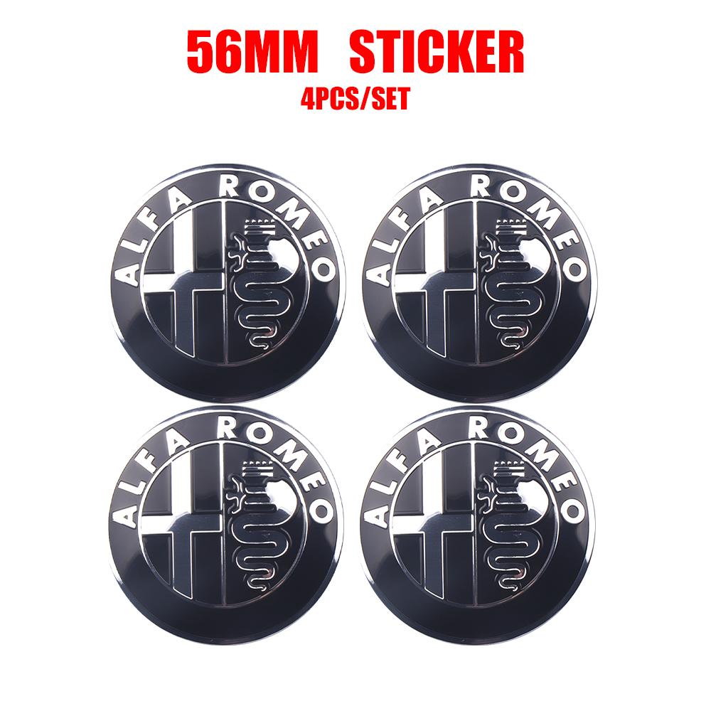 QJDS8 4pcs/set 56mm Car Wheel Center Hub Caps Stickers Auto Decoration Accessories For Alfa Romeo Giulietta GT 159 147 156 Mito Brera