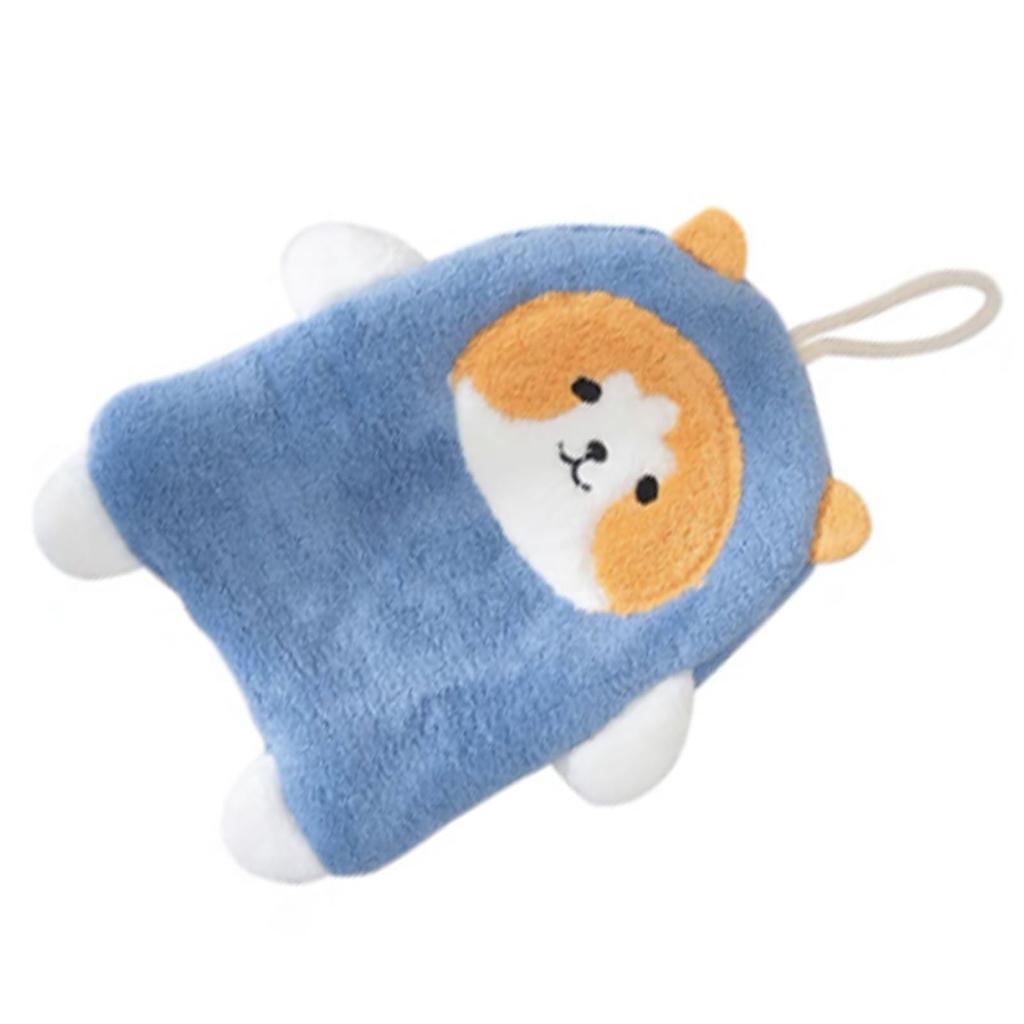 Towel Dog Pattern Coral Fleece Strong Water Absorption Fast Drying Hanging Hand Towel