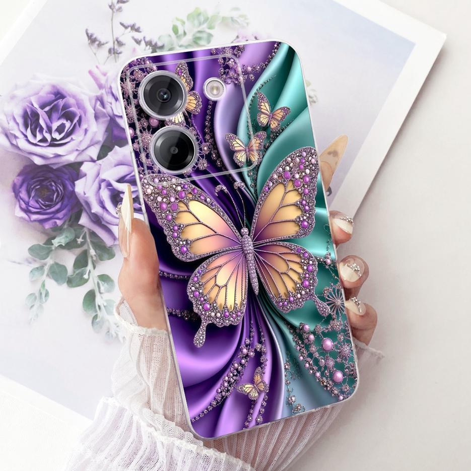 For Xiaomi Poco M7 Pro 5G Case Luxury Butterfly Tree Painted Cover Soft Silicone Phone Csae For Xiaomi Poco M7 Pro M7Pro 5G Bags