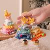 Knitted Christmas Tree Ornaments Mini Crochet Christmas Tree Hanging Pendant with Gold Jingle Bell for Holiday Home Party Decoration