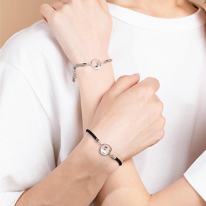 Набор браслетов для пар, подвеска «Принц, маленькая лисичка», титановая сталь, глянцевая веревка, браслет-подвеска на День святого Валентина, юбилей, ювелирное изделие, подарок