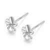Earrings Silver Silver925 Flower Simple Hawaiian 6mm 4mm Smaller Mini Earrings Leave It On Gold Pink Gold Modest Inconspicuous (Silver, 4mm)