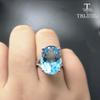 Big Gemstone Ring,Oval Cut 13*18mm 15ct Blue Topaz Silver Gemstone Ring for Pary,eye's Catching Design