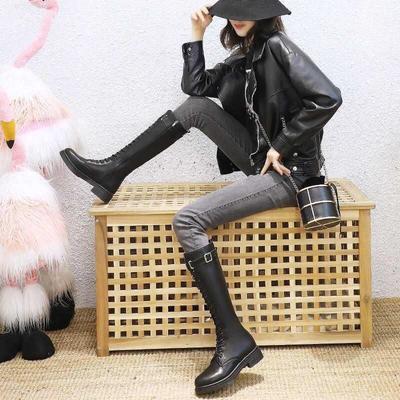 2024 Осень Новое поступление Дизайн класса люкс Ботинки до середины икры Женские Крутые ботинки на высокой платформе Обувь на танкетке Женская jkm890