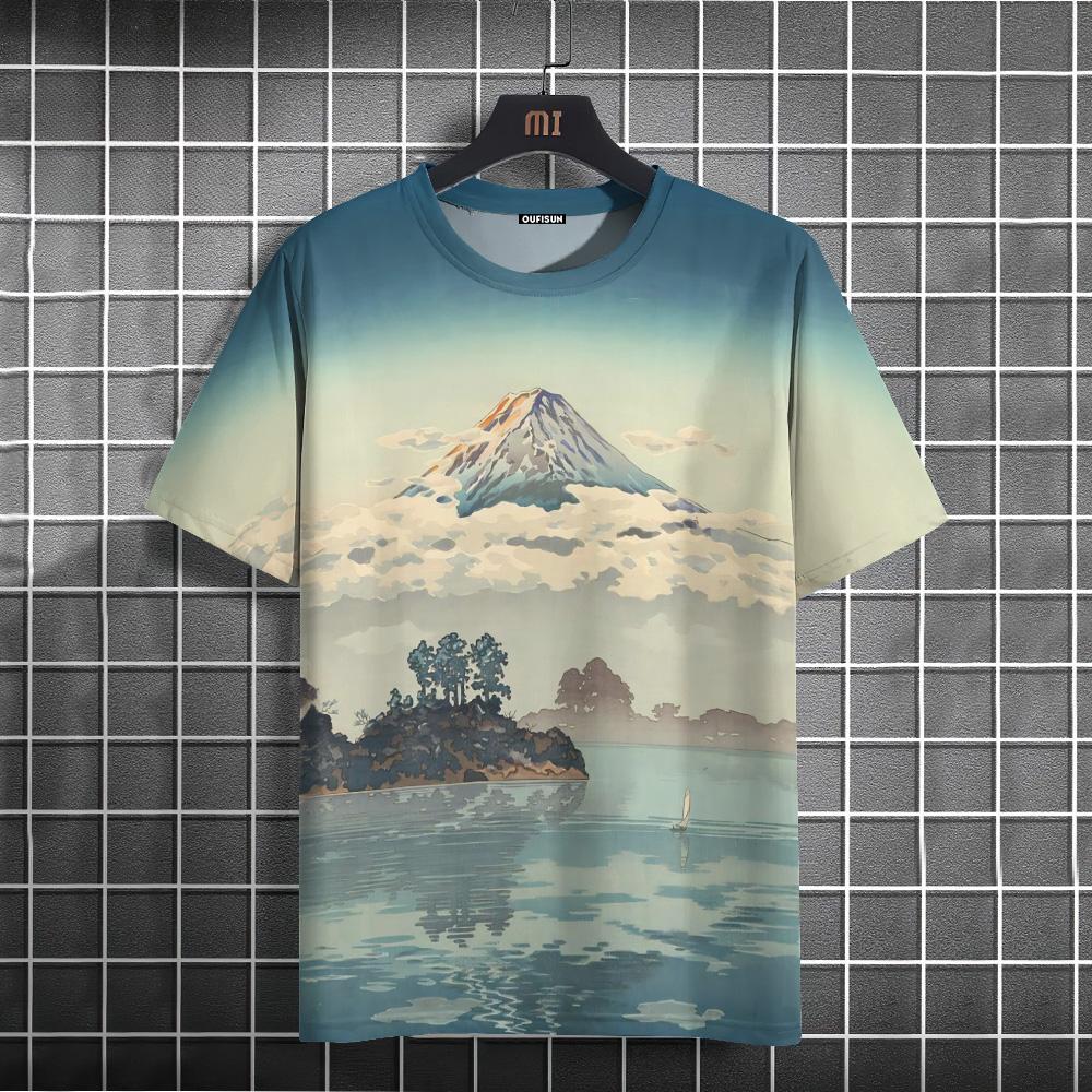 Мужская футболка в японском стиле с рисунком воина, футболки с принтом, повседневные свободные футболки с короткими рукавами, мужская одежда больших размеров, летние топы