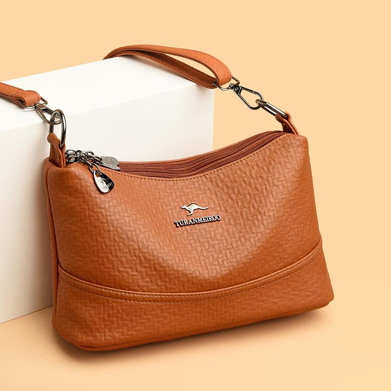 Летняя новая женская трендовая многослойная повседневная маленькая квадратная сумка через плечо из мягкой кожи, текстурная сумка-мессенджер для поездок на работу