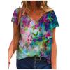 5XL Повседневная летняя футболка для женщин 2021 года, новые свободные топы с коротким рукавом и V-образным вырезом, уличные женские футболки с цветочным принтом
