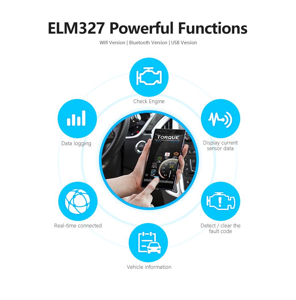 ELM327 V1.5 Bluetooth OBD2 Scanner with PIC18F25K80 Chip
