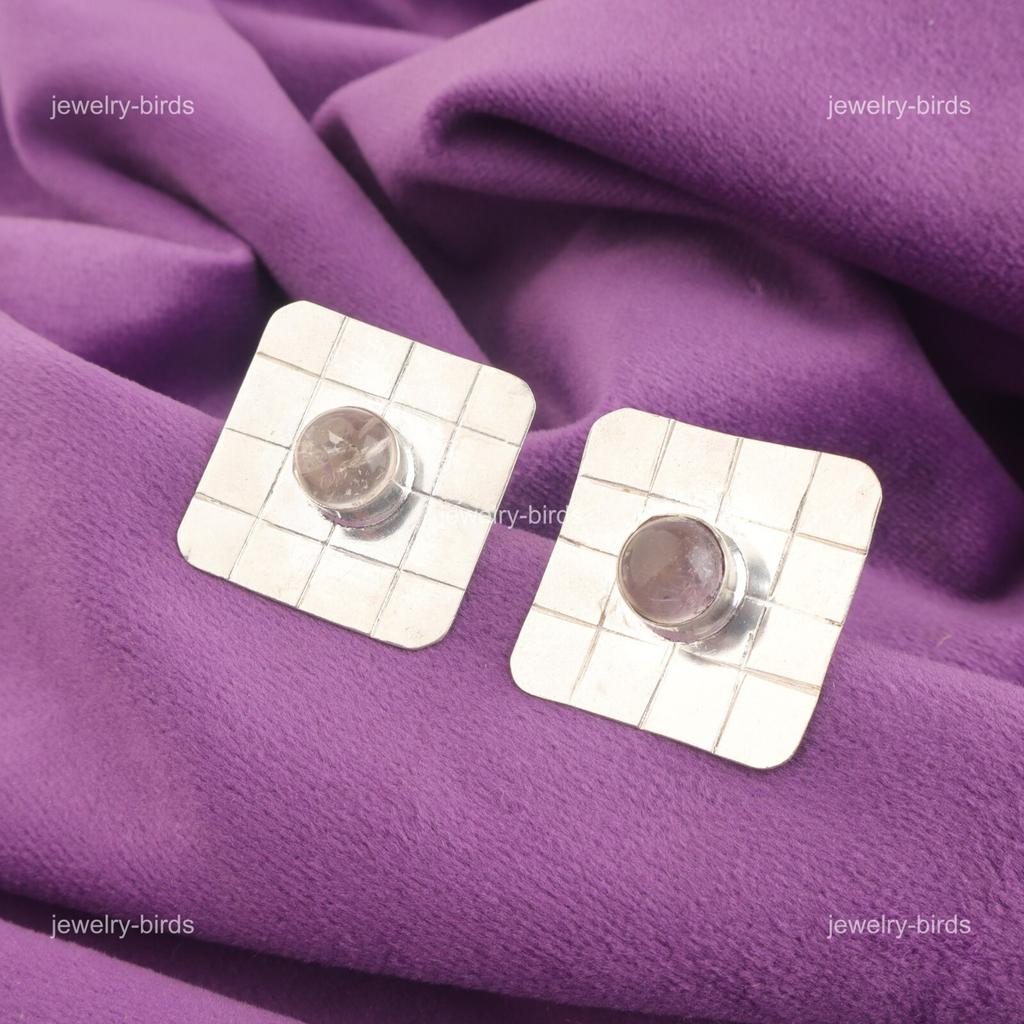 Round Ametrine Gemstone 925 Sterling Silver Handcrafted Stud Earrings Jewelry EE-146-30