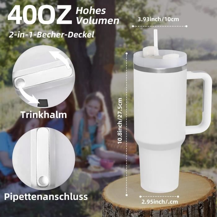 Mug - Inox - 40oz Car Mug II - Grande Capacité - Isolant - Prise en main facile