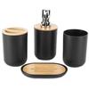 4Pcs Bathroom Accessory Set Bamboo Waterproof Durable Gift Toothbrush Cup for Home HotelBlack