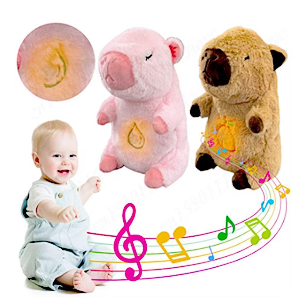 Music Breathing Capybara Lights Soothing Doll New Plush Bear Doll Baby