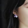 1 Pair Exquisite Charming Women Earrings Gift Rhinestone Purple Flower Stud
