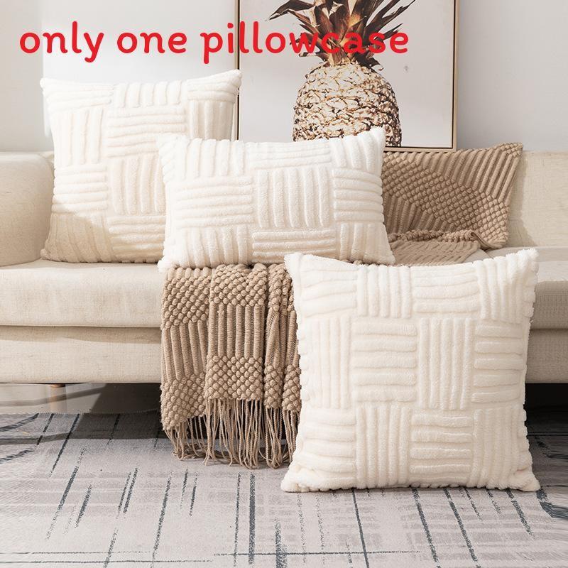 Solid Striped Color Snowflake Velvet Pillowcase Home Decoration Sofa Bedroom