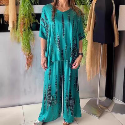 Женский комплект из двух частей размера плюс, летний повседневный короткий круглый вырез