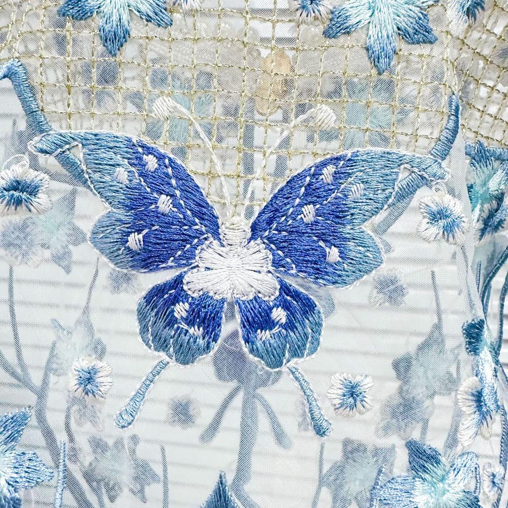 Кружевной шаль на шнуровке Синий с шипами Вышитый Накладной воротник Съемный воротник для рубашки