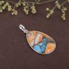 Устричная медная бирюзовая подвеска Pera Cabochon Solid 925 Sterling Silver Gemstone Подвеска без цепных украшений для женщин или девочек - 5,09 Gms