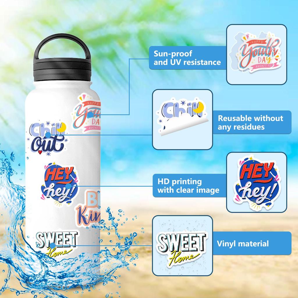 50Pcs Motivational Stickers for Adults Women Teens,Vinyl Waterproof Positive Inspiring Sticker for Laptop Words Phone Case