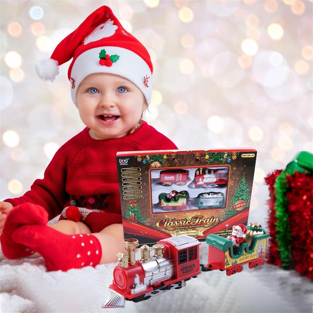 Christmas Realistic Electric Train Set,Easy To -emble & Safe For Kids Gift & Party Home Xmas Tree Decoration