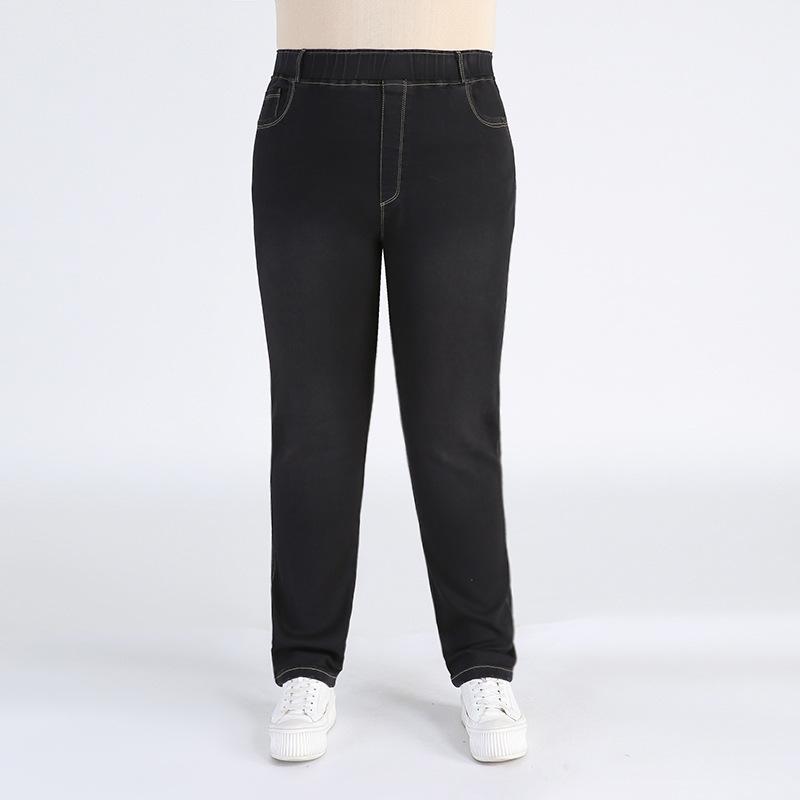 9XL эластичные черные женские высококачественные джинсы свободного покроя, джинсовые брюки большого размера