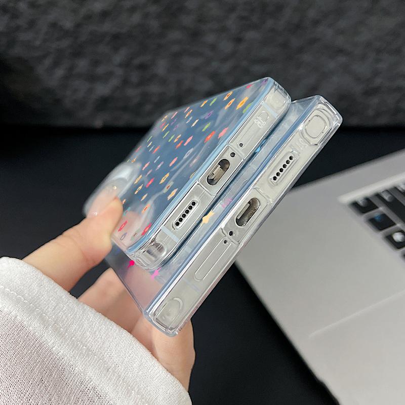 Glitter Love Hearts Print Glossy Phone Case For Samsung S25 S24 FE S23 Ultra A56 A36 A55 A16 A15 A54 TPU PC Hybrid Clear Slim Shockproof Bumper Cover