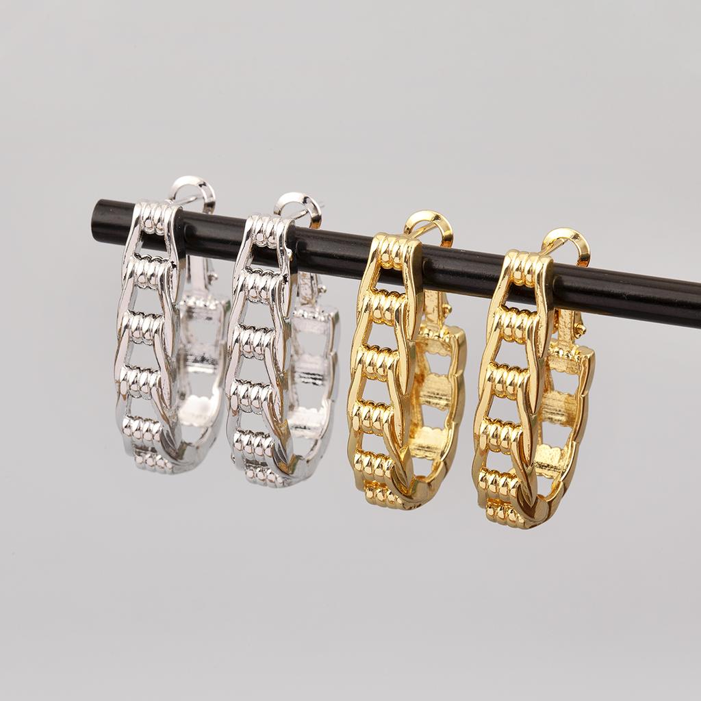Nidin New Trendy Copper Unique Twist Round Hoop Earrings For Women Female Punk Style Daily Party Ear Jewelry Gifts Wholesale