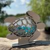 Sea Turtle Seaglass Display Box Wooden Tortoise Shell Holder Storage Keepsake Case