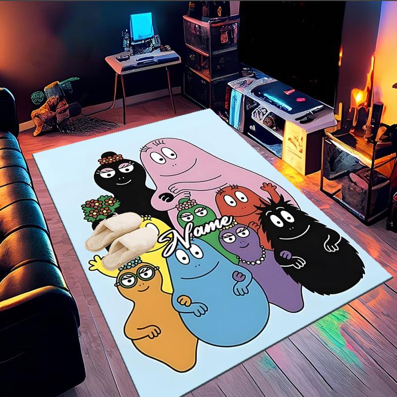 Custom Name Colorful Cartoon Barba-papa Rug Game Carpet, Floor Mat for Bedroom Living Room Entryway Rug, Home Decor Idea Gift for Christmas birthday
