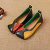 Spring Women's Shoes, Flat-bottomed Color Matching, Soft-soled Shallow-mouth Leather Single Shoes, Women's Retro Handmade Mother Shoes