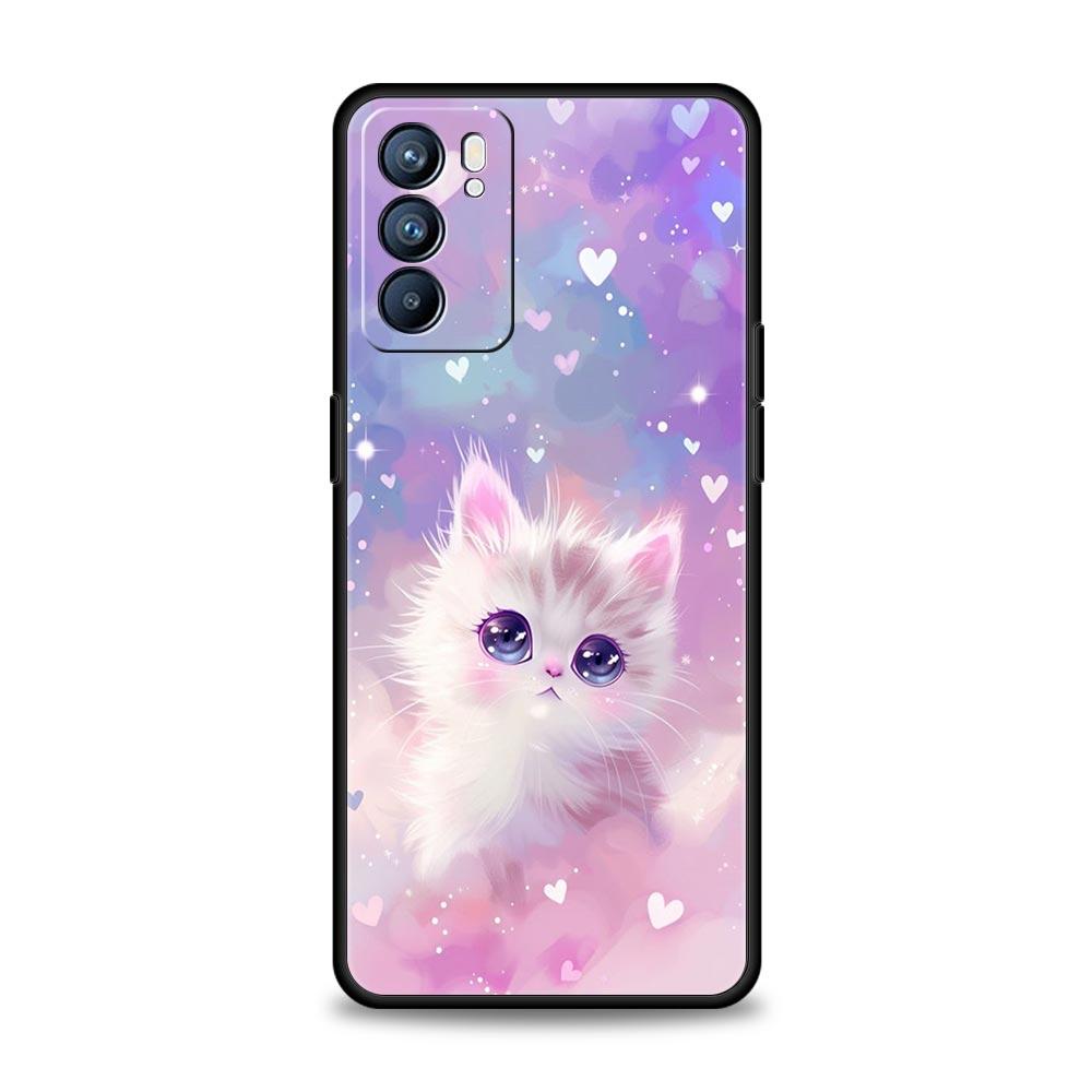 Чехол для телефона с ярким дизайном кошки для Oppo Reno 13 12 11 10 7 F Find X5 X6 A98 A80 A79 A78 A57 A54 A31 A17 Pro 5G Мягкий чехол из ТПУ