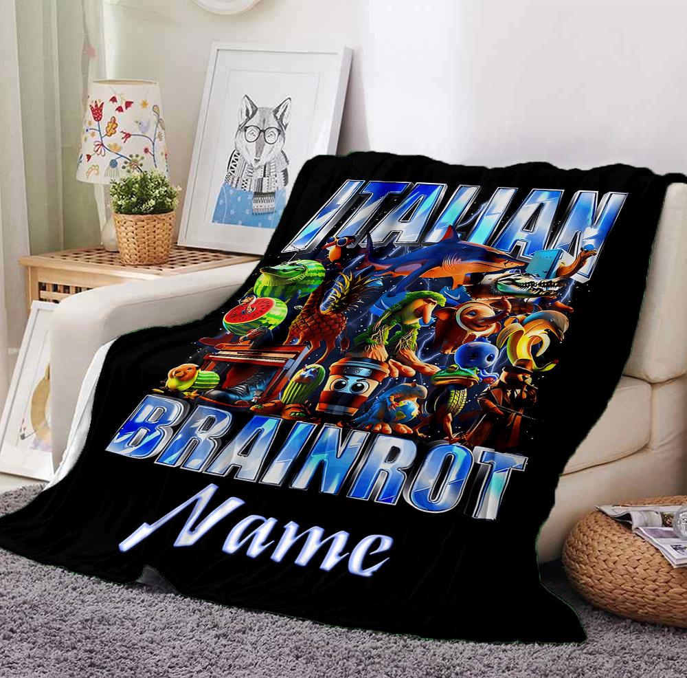 Custom Name Italian Delights Flannel Blanket Throw Blanket Soft Warm Sofa Bed Decor Unique Gift