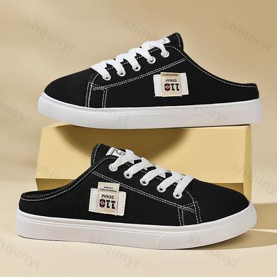 Модные женские тапочки Легкая парусиновая обувь 2025 Лето Низкий верх Дышащие белые кроссовки Удобная Нескользящая Уличная Повседневная обувь