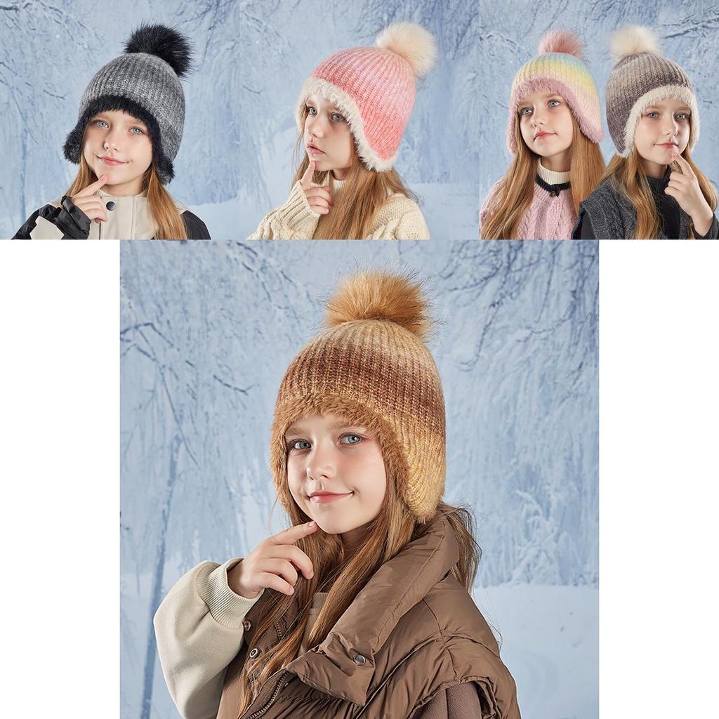 Children Knit Hat With Earmuff Protection For Winter Outdoor Warmth And Style
