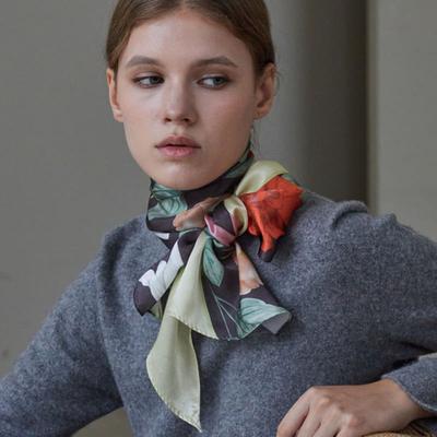 ANA MAISON Garden Deco Long Petit Silk Scarf [PML-1414]