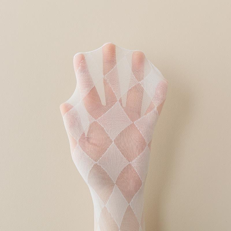 Girls Long Socks Stockings Women College Style Plaid Knee Socks Women Ultra-thin Transparent Crystal Silk Socks Stockings Sox