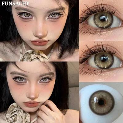 Funsachy 1 пара цветных контактных линз для карих глаз, натуральные синие линзы, серые контактные линзы, студенческая косметика