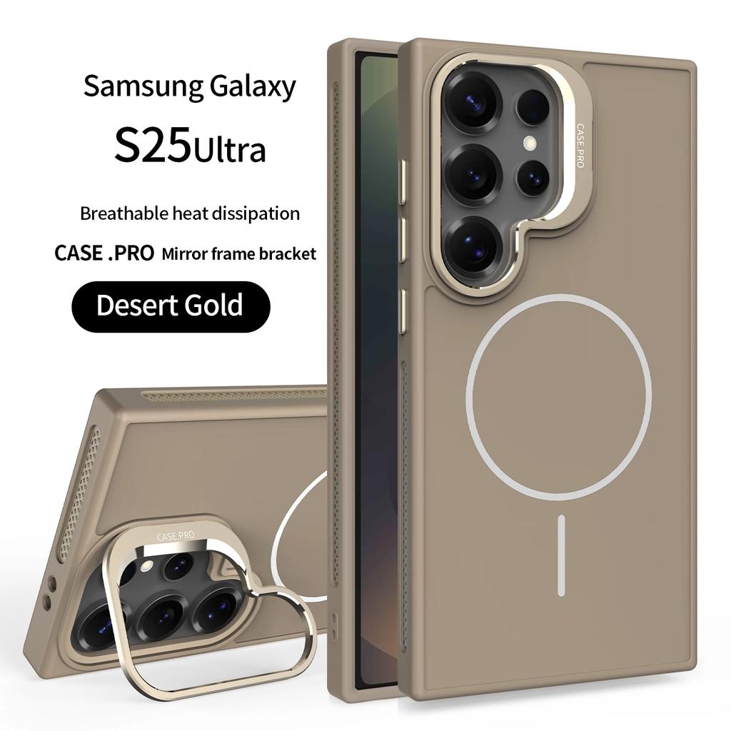 Invisible Bracket Cooling Function Case for Samsung Galaxy S25 S24 Ultra with MagSafe Wireless Charging Drop Protection Cover