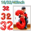 16/32/40 дюймов цифровой номер 0 ~ 9 красный номер алюминиевая пленка воздушный шар украшение для свадьбы, дня рождения