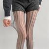 Vertical Stripe Lace Jacquard Fishnet Stockings 20D Slimming Anti-Run Mesh Pantyhose