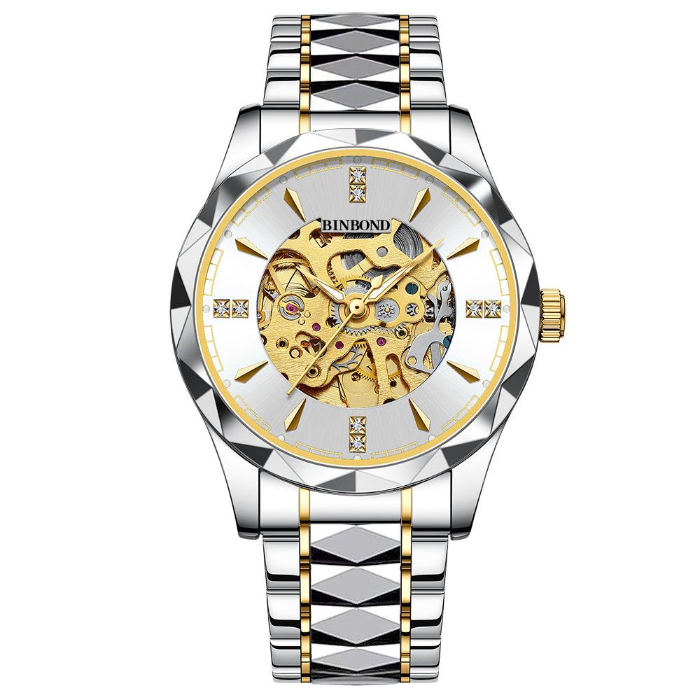 Мужские часы Лучший бренд Водонепроницаемые автоматические полые механические часы с турбийоном Модные синие деловые спортивные часы с кристаллами